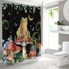 Shower Curtain: Enchanted Forest Design with Frog and Mushrooms for a Magical Bathroom Decor