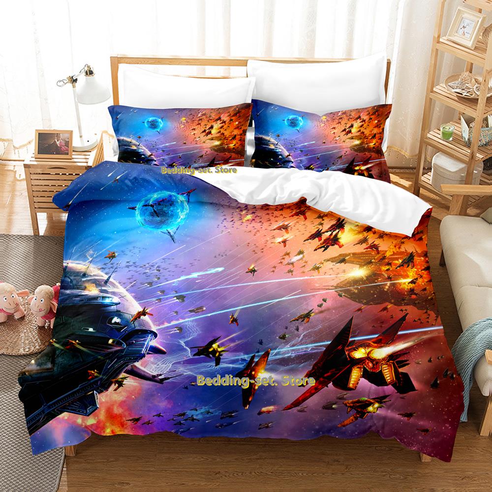 Comforter Cool Sci Fi Battle Bedding Set Single Twin Full Queen King Size Bed Set Adult Kid Bedroom Three-Piece Suits Aircraft Tank C