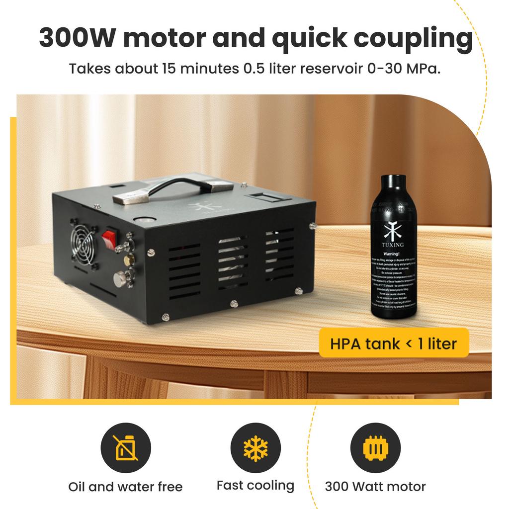 TUXING 4500Psi PCP Air Compressor Built-in Transformer High Pressure Electric Compressor 110v/220v Adjustable Voltage for Airgun