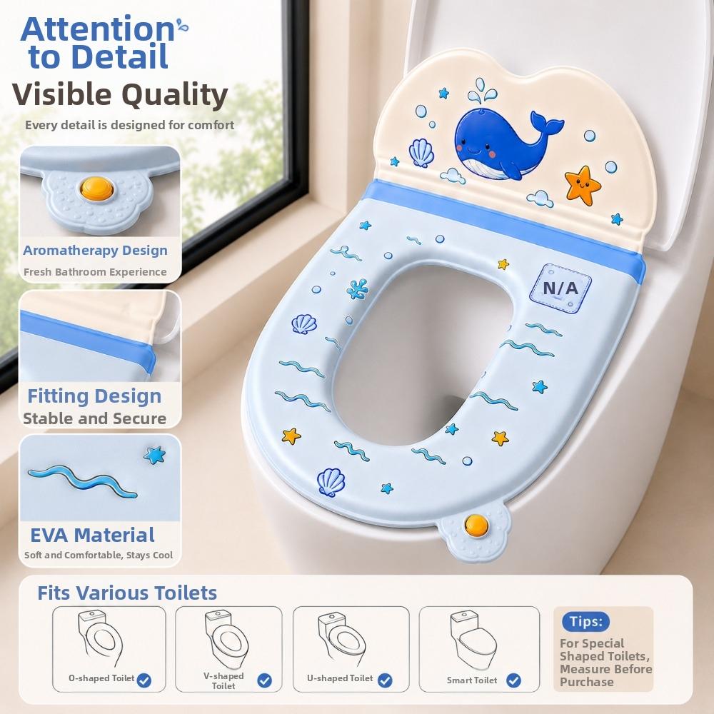 Backrest Toilet Seat Cover Cartoon Toilet Lid Cover New Toilet Seat Pad Home