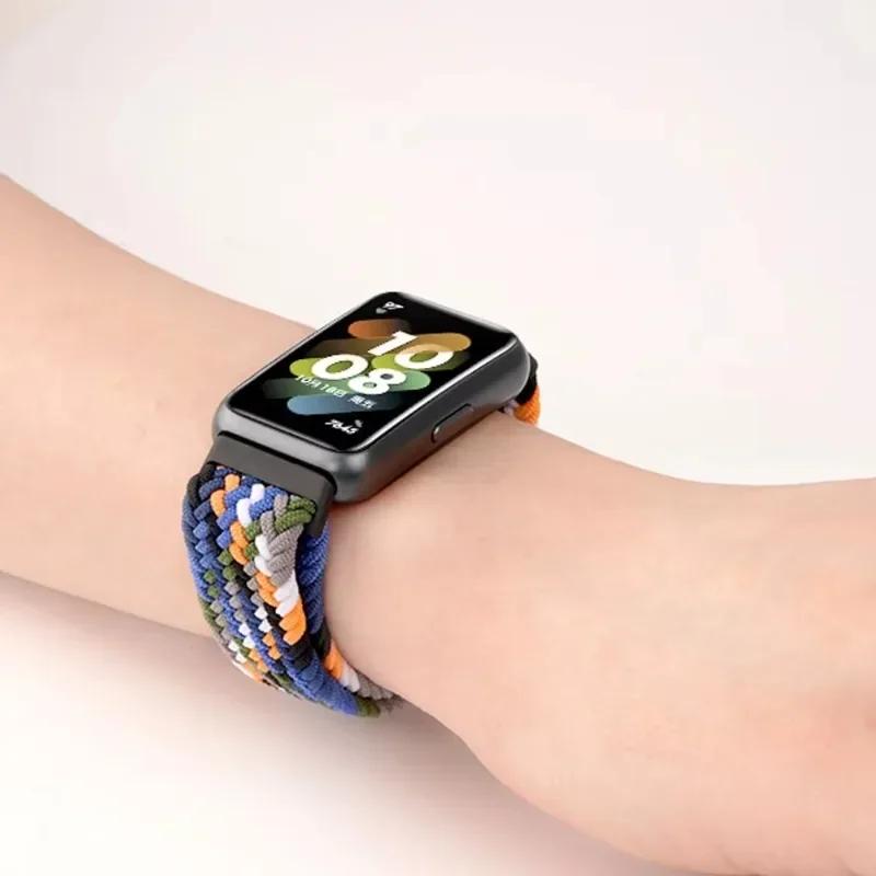 Nylon Elastic Loop Strap For Huawei Band 7/8/9/10 Sports Braided Wristband Breathable Comfortable For Huawei Band 10/9/8/7 Belt