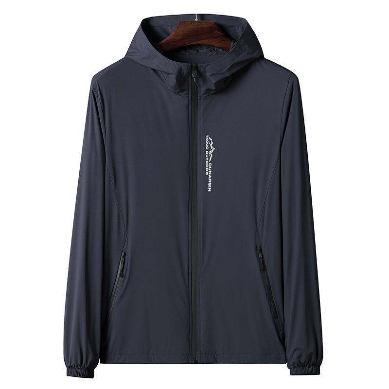 

Sunscreen Clothing Men s Summer New Casual Big Yards Hooded Jacket Sunscreen Clothing Men s Skin Coat Tide XL темно-серого