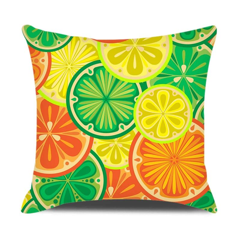 Summer Home Decor Pillow Cover 18x18 Inches Cartoon Fruits Printed Pillowcase Sofa Chair Seat Decorative Pillows Cushion Covers