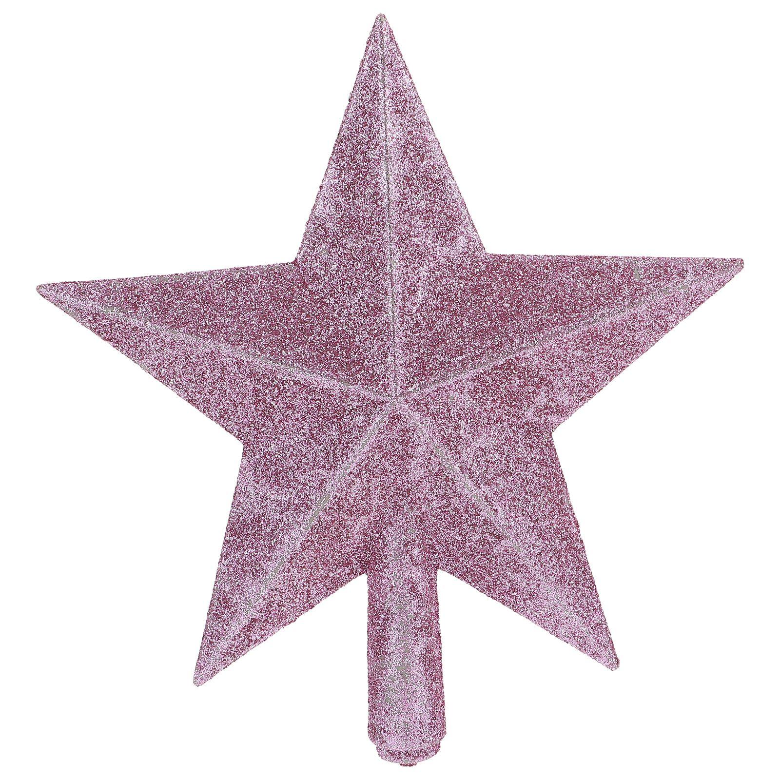 15/20cm Christmas Tree Sparkle Star Glittering Christmas Tree Topper Decoration Sprinkled Pink Five-Point Star Xmas Tree Topper