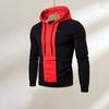 Men Fall Winter Hoodie Colorblock Drawstring Long Sleeves Big Pocket Hooded Retro Thin Loose Daily Wear Casual Sport Top
