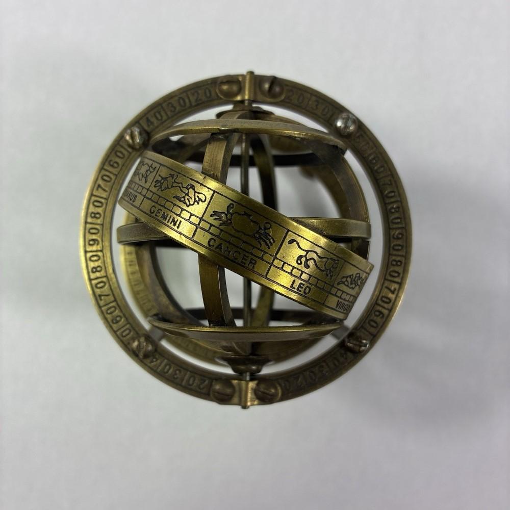 3-calowy mosiężny mały sferyczny globus armilarny ręcznie robiony morski prezent świąteczny