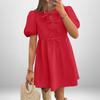 New Spring Style Elegant and Fashionable Solid Color Puff Sleeve Dress