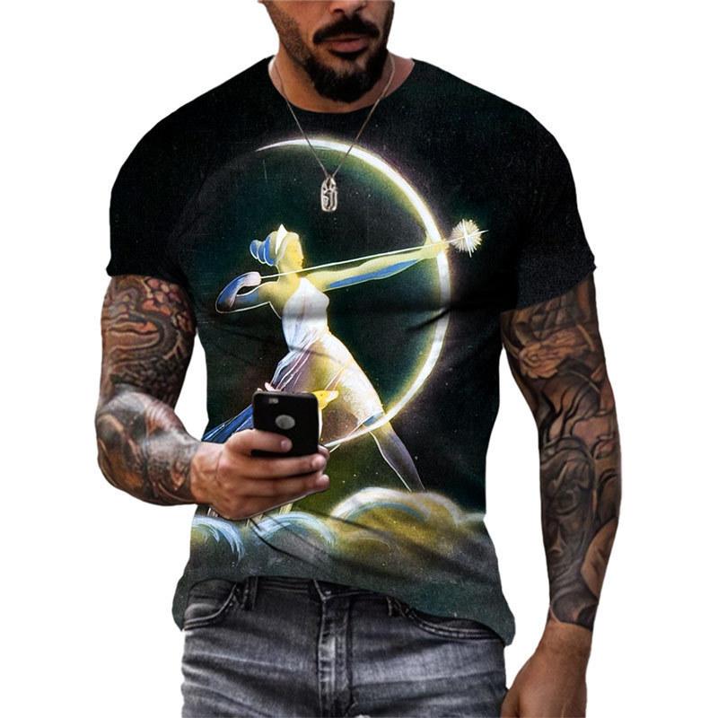 3D Printed Trend Men's Casual Round Neck Fashion Short Sleeved T-shirt Top