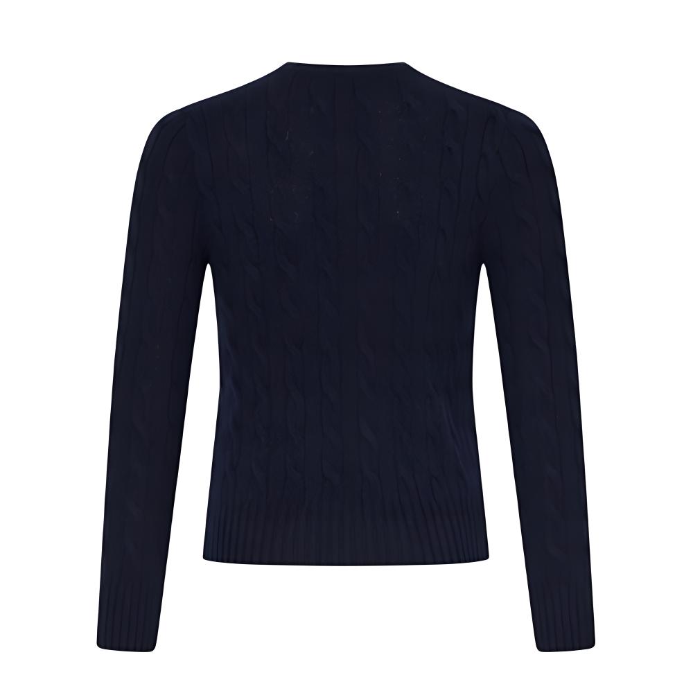 Polo Ralph Lauren FW22 Solid Logo Embroidered Print Crew Neck Long Sleeve Knit Sweater Women sweater Deep-Blue 211581065-025