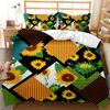 Sunflower Duvet Cover Set Yellow Flower Bedding Set Sunflower Botanical Floral Garden Bloom Print on Black Polyester Quilt Cover