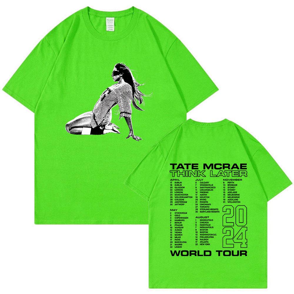 Tate Mcrae The Think Later World Tour 2024 T-skjorte Herre Dame Mote Vintage T-skjorter Harajuku Kortermet Oversized T-skjorter