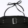 Spring Fashion Pure Desire Japanese Button Pleated Strap Exposed Umbilical Slim Hanging Neck Top Spicy Girls Sexy Small Vest Ultra-short Slim Tank Top
