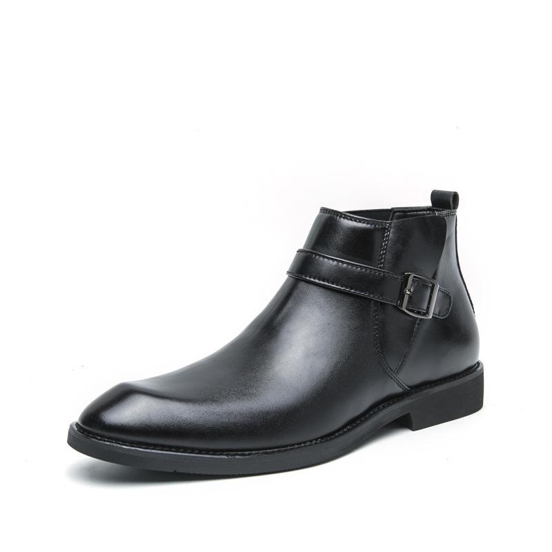

Autumn and winter high-top leather boots retro British style foot loafers Chelsea boots large size 38
