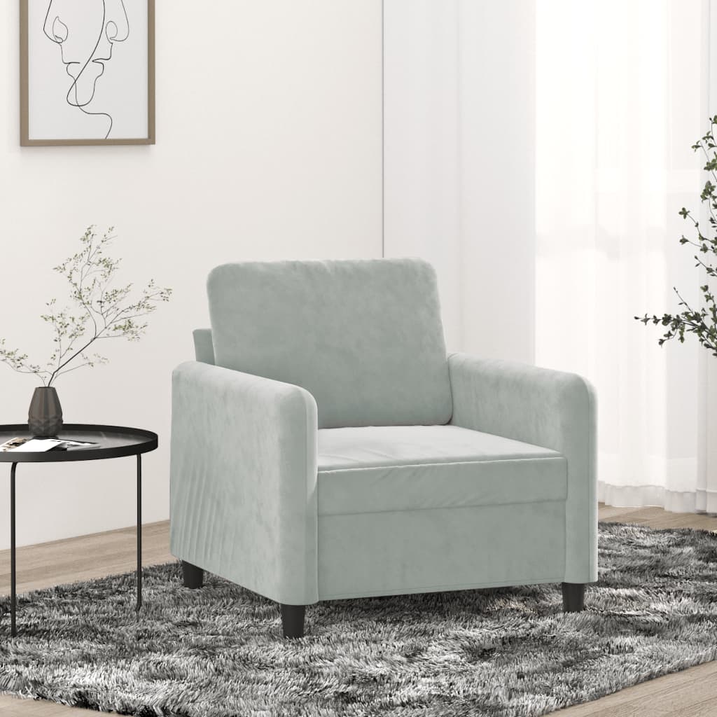 Vidaxl Fotel, Jasnoszary, 60 Cm, Obity Aksamitem