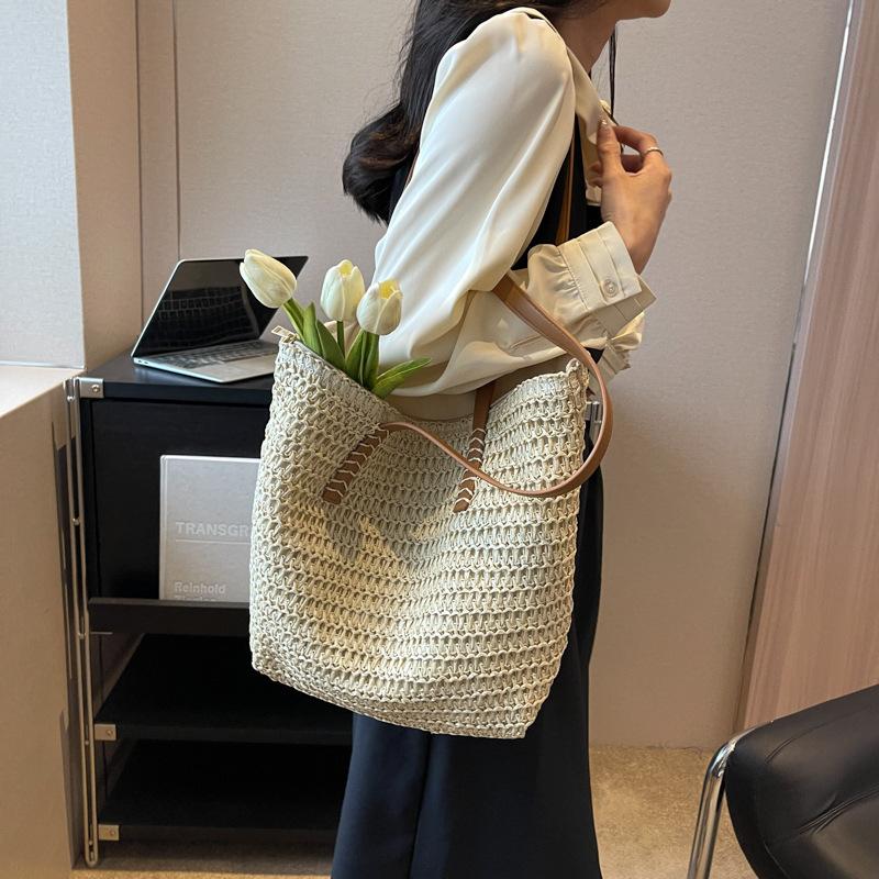 New woven bag women's large-capacity seaside vacation beach bag versatile portable shoulder bag