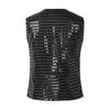 Gilet Senza Maniche con Paillettes per Bambini Unisex Design Scollo a V Chiusura a Bottoni Colore Unico Top da Esibizione