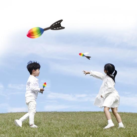 Sport Rocket Toy Portable Rainbow Color High Elasticity Flying Rocket Throwing Football for Kids