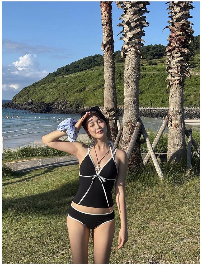 2026 New Women's Sexy Halter Solid Color Split Bikini Swimsuit