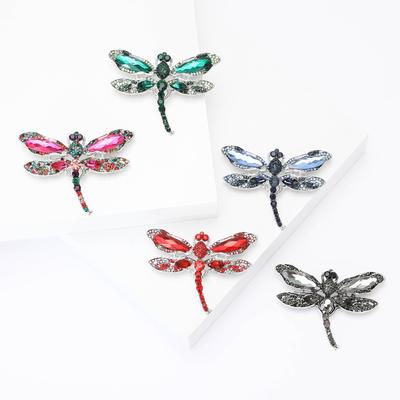 Creative Exquisite Alloy Rhinestone Dragonfly Brooch Personalized Women'S Suit Coat Corsage Jewelry Pin