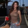 Women Polka Dot Print Sleeveless U Neck Cropped Fitted Casual Tank Top