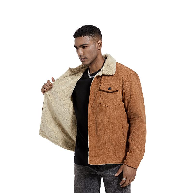 Winter Fur Mens Jacket Corduroy Tops Mens Clothes Plus Velvet Jacket Mens Padded Coat Jackets for Men Heated Jacket Plus Size Clothes