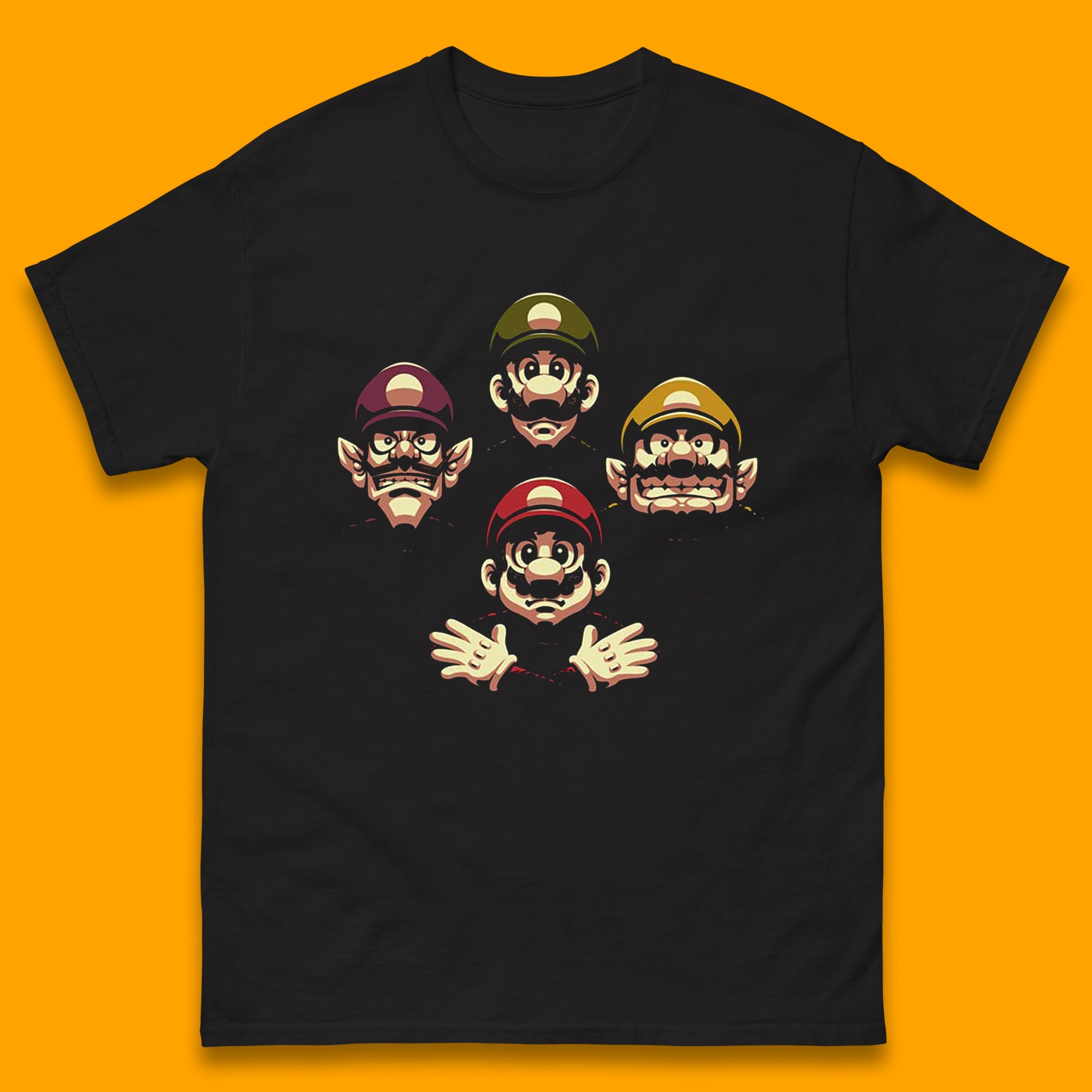 

Mario Characters Funny Old Faces Super Mario, Luigi, Wario And Waluigi Game Players Mario Bro Toad Retro Gaming Mens Tee Top 4XL