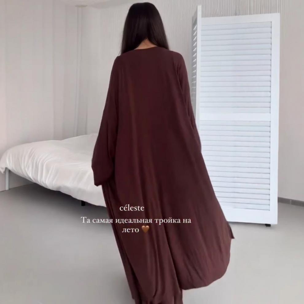 2025 Autumn Versatile Headscarf, Short Sleeve, Midi Skirt Three-piece Set