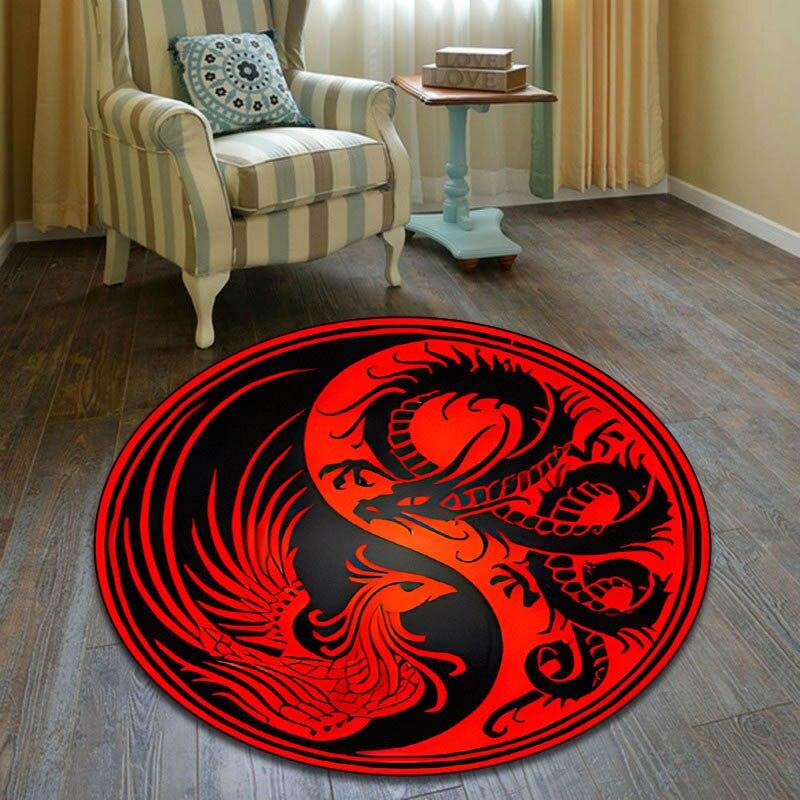 Moderní jin a jang Kulatý koberec Drby Kulatý koberec Obývací pokoj Ložnice Koberec Protiskluzový koberec Fotografování Rekvizity Dárek k narozeninám