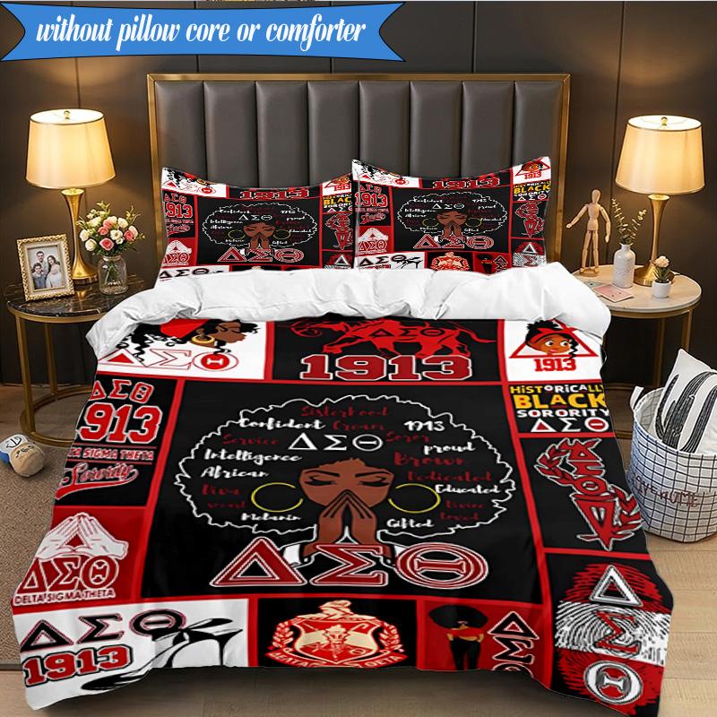 3PCS Delta Sigma Theta Bedding Set 2D Printing (Includes 1 Duvet Cover + 2 Pillowcases Coreless), Bedroom decor,Fan Gift
