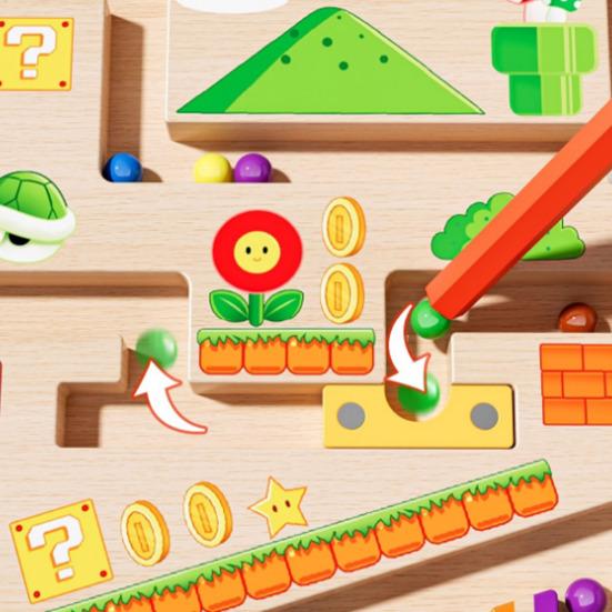 Magnetic Bead Maze Game Color Sorting Number Counting Fine Motor Skills Logic Focus Training Toddlers Boys Girls Kids Educational Moving Bead Toy