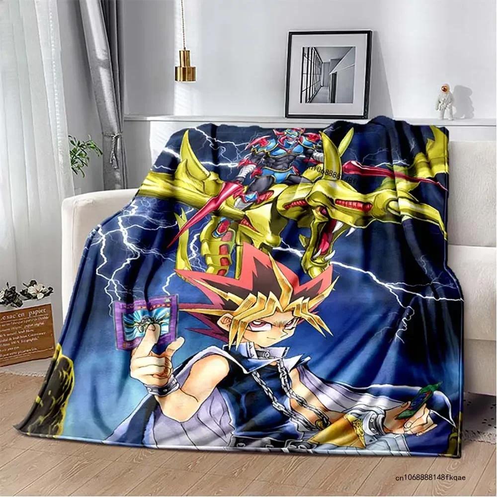 Anime Yu Gi Oh Card Yugioh Throw Blanket Blue Eyes White Dragon Anime Cartoon Soft Plush Blanket Bedroom Bedspread Home Decor