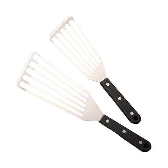 Stainless Steel Slotted Spatula with Wooden Handle Heavy-Duty Turner for Steak Fish BBQ Heat-Resistant Rust-Proof Essential Kitchen Tool for Flipping