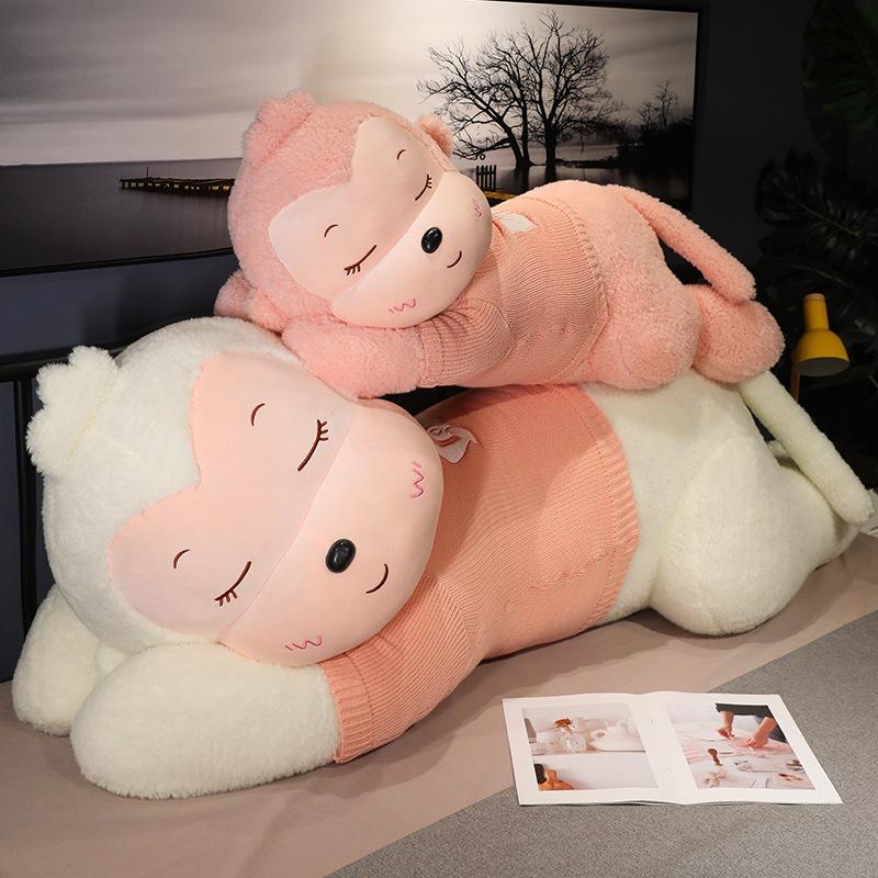 Large Sweater Monkey Doll Plush Toy Lying Down Monkey Gorilla Doll Girl Soothing Pillow Rag Doll