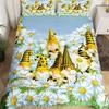 Purple Lavender Dwarf Duvet Cover King Queen Kawaii Cartoon Gnome Bedding Set Spring Flowers Comforter Cover Floral Quilt Cover