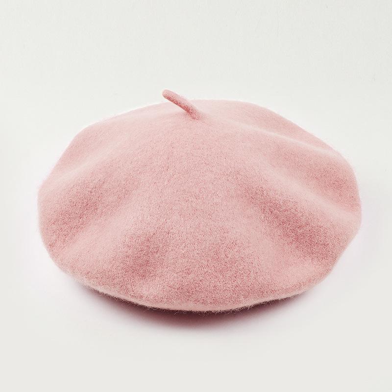 Dámský fialový vlněný baret: Klobouk se širokou krempou, Vintage britský, korejský a japonský styl pro podzim/zimu