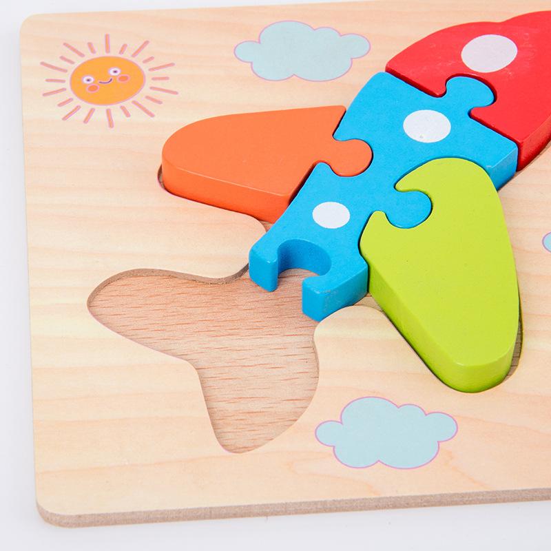 Wooden Simulation Cartoon Vehicle Animal Puzzle Early Childhood Education Building Block Children Baby Cognitive Three-Dimensional Puzzle
