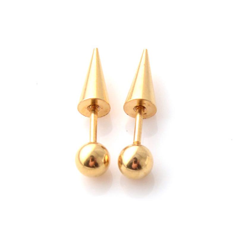 Trendy Titanium Steel Spike Earrings: Punk Gothic Irregular Stud for Men and Women.