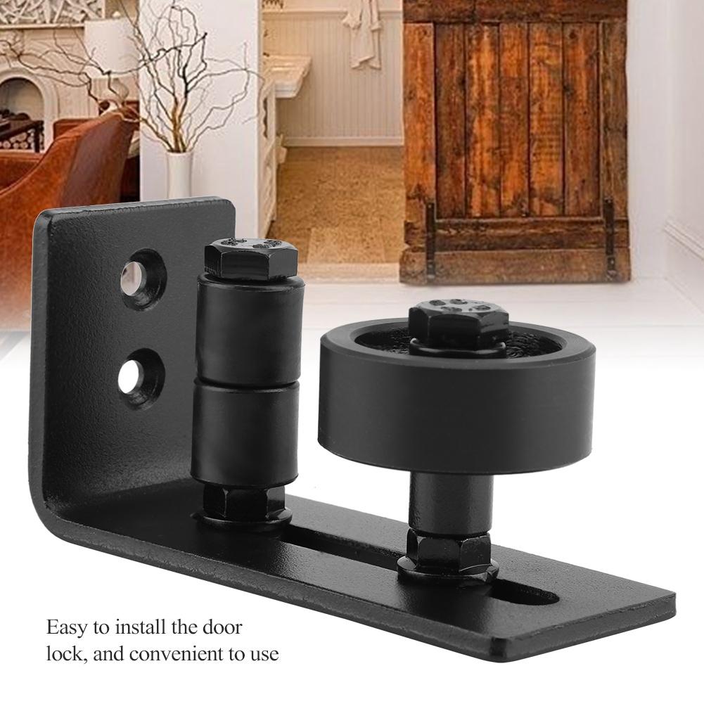 Black Steel Sturdy Durable Door Guide for Sliding Barn Door with 8 Installation Options