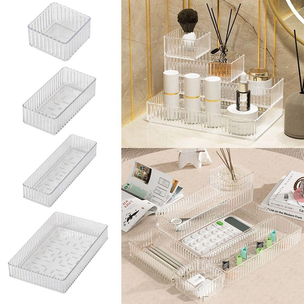 Plastic Desk Drawer Organizers Rectangle Makeup Organizer Multifunctional Storage Box  Home Office