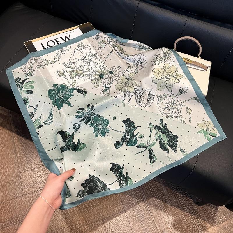 Silk scarf 71 * 71 imitation silk square scarf Korean atmosphere neck silk scarf flower pattern flower polka dot scarf