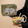 OLOEY Luxury Floral Ceramic Mug with Long Spoon