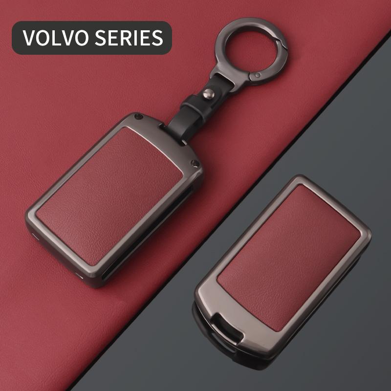 Zinc Alloy Leather Car Key Cover Case for Volvo XC60/XC90/XC40/S90/S60L/V90CC Protective Key Fob Shell Keychain Accessories