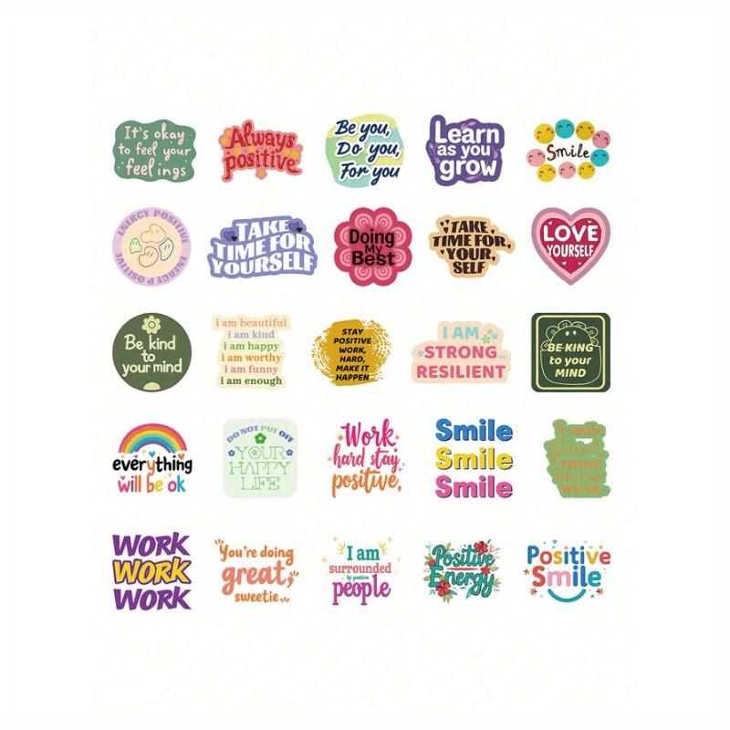 50pcs Positive Affirmation Colorful Graffiti Stickers Waterproof PVC Material Personalized Gift Decoration Water Cup Scrapbook