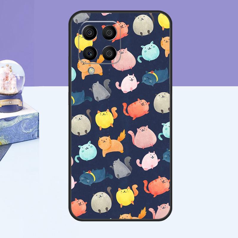 Cute Cartoon Cat Case For Samsung Galaxy M14 M54 M13 M23 M16 M11 M21 M31 M20 M34 M52 M32 M12 M36 M56 M15 M55