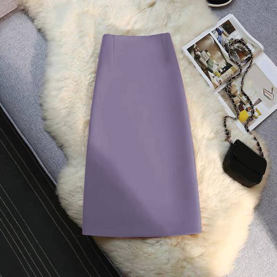 Women Suit Skirt A-Line Style High-Waisted Design Midi Skirt Back Slit