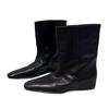 Cowhide version~ retro niche square head inner height-increasing sleeve short boots women's autumn and winter mid-tube boots Chelsea Martin boots