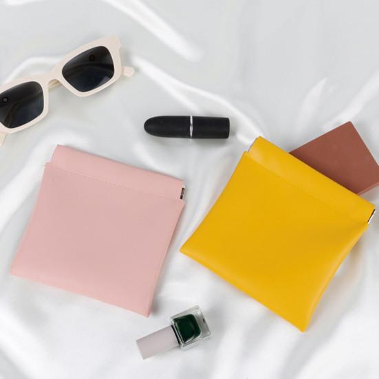 4Pcs/Set Snap Closure Pouch Waterproof Faux Leather Travel Organizer Bag Portable Self Closing Makeup Pouch for Cosmetics Lipstick Jewelry Cables