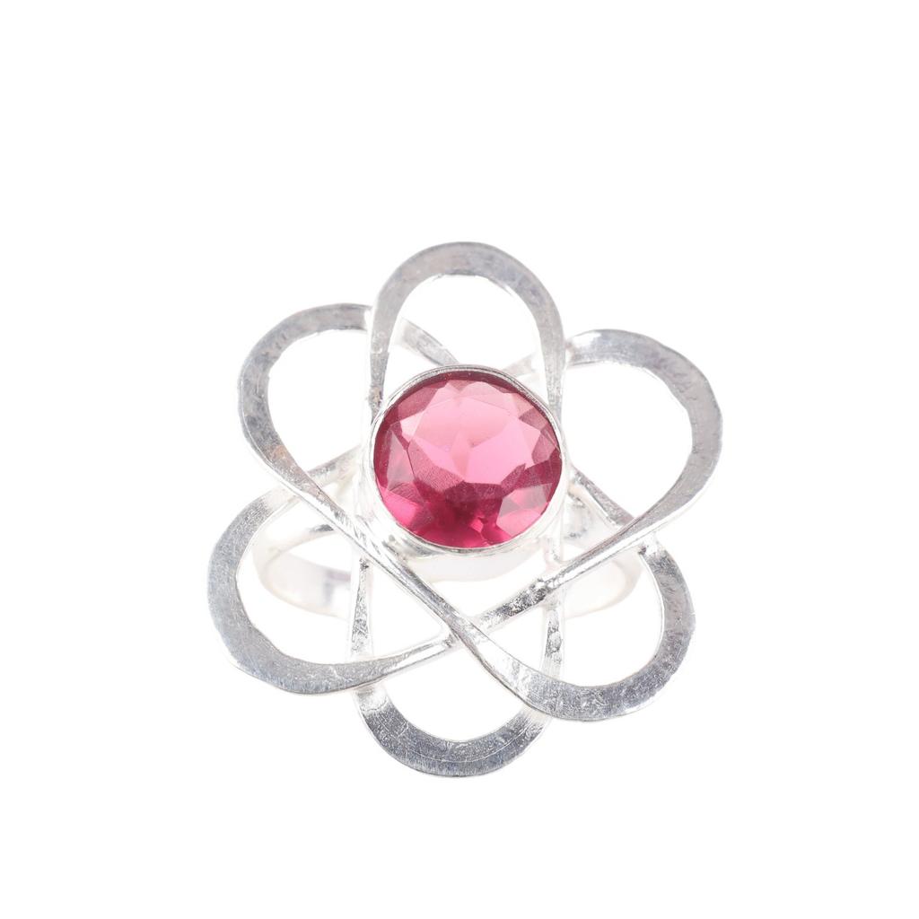 Natural Pink Tourmaline Gemstone 925 Sterling Silver Jewelry Handmade Boho Ring RR-21-18