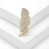 Brooch Feather Shape Rhinestone Decor Clothes Decoration Anti-Rust Anti-Oxidation Formal Occasion Lady Business Gift