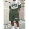 Men's Summer Fashion Letter Printed Round Neck Short Sleeve Set